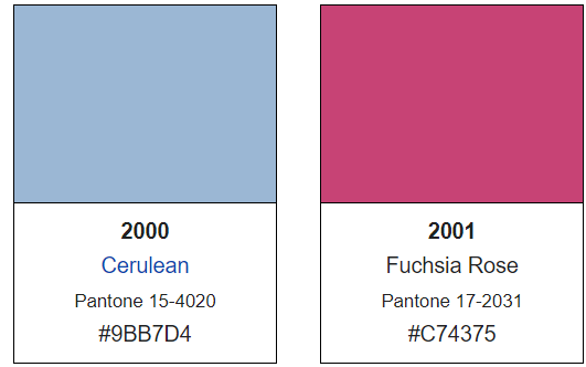 رنگ سال های 2001 و 2000