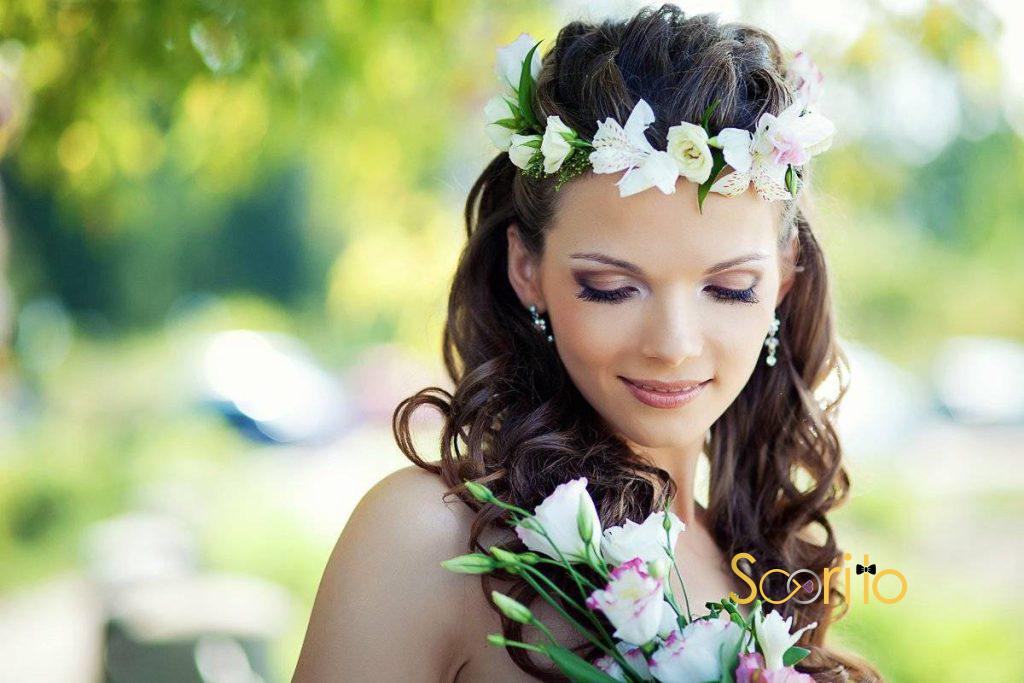 تاج عروس با گل طبیعی